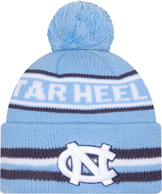 North Carolina Tar Heels New Era Classic Cuffed Knit Hat with Pom -Carolina Blue - Pro Jersey Sports