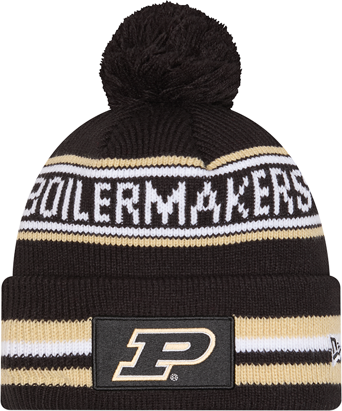 Purdue Boilermakers New Era Knit Classic Cuffed Knit Hat with Pom -Black - Pro Jersey Sports
