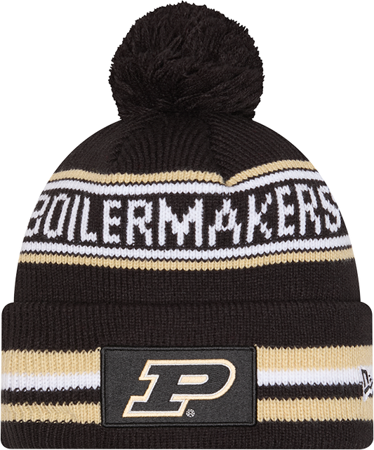 Purdue Boilermakers New Era Knit Classic Cuffed Knit Hat with Pom -Black - Pro Jersey Sports