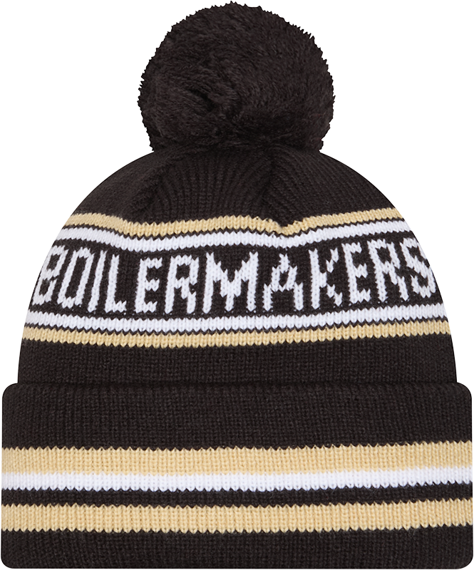 Purdue Boilermakers New Era Knit Classic Cuffed Knit Hat with Pom -Black - Pro Jersey Sports