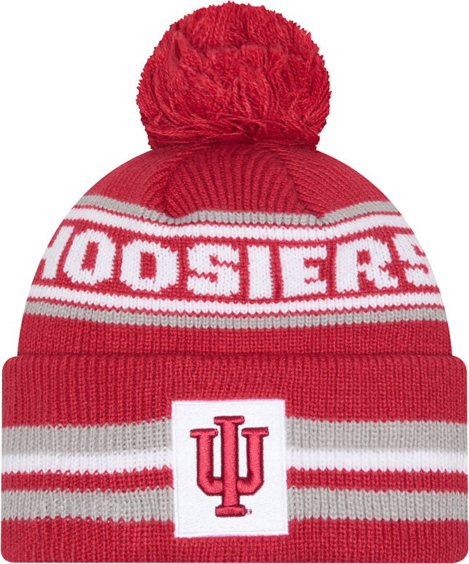 Indiana Hoosiers New Era Knit Classic Cuffed Knit Hat with Pom -Crimson - Pro Jersey Sports