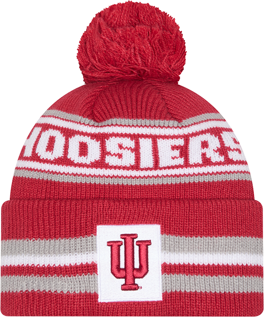 Indiana Hoosiers New Era Knit Classic Cuffed Knit Hat with Pom -Crimson - Pro Jersey Sports