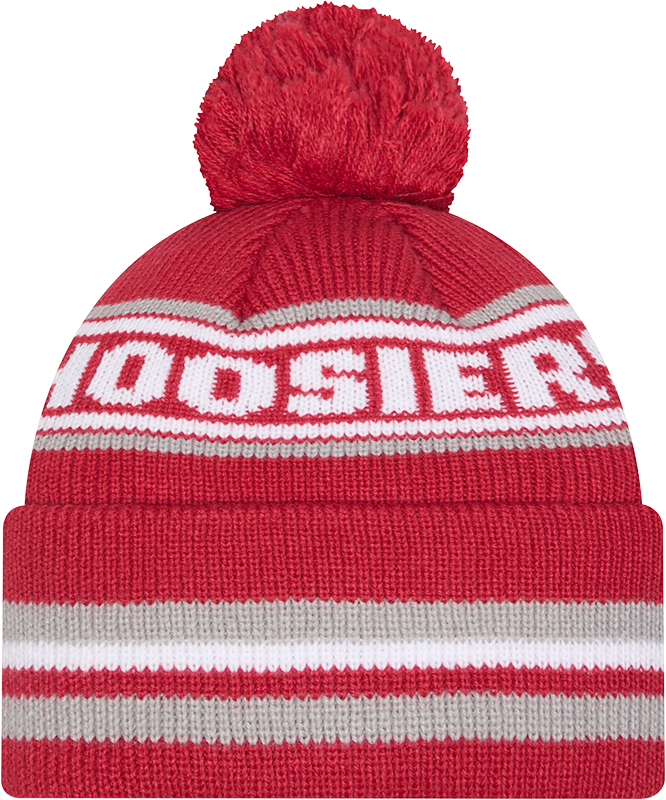 Indiana Hoosiers New Era Knit Classic Cuffed Knit Hat with Pom -Crimson - Pro Jersey Sports
