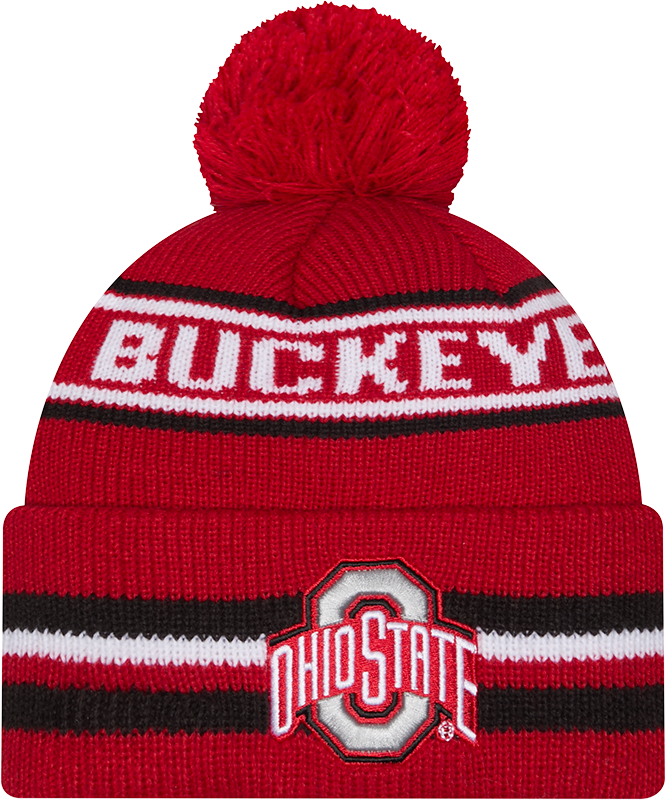 Ohio State Buckeyes New Era Knit Classic Cuffed Knit Hat with Pom -Red - Pro Jersey Sports