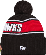 Chicago Blackhawks New Era Bold Knit Cuffed Knit Hat with Pom -Black - Pro Jersey Sports