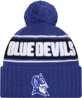 Duke Blue Devils New Era Bold Knit Cuffed Knit Hat with Pom - Royal - Pro Jersey Sports
