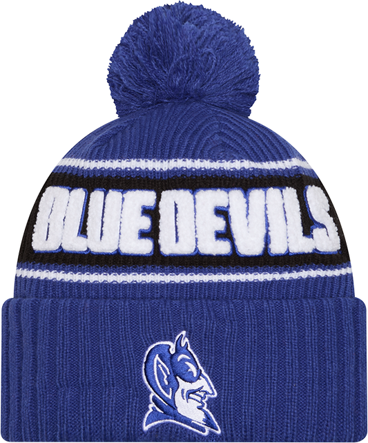 Duke Blue Devils New Era Bold Knit Cuffed Knit Hat with Pom - Royal - Pro Jersey Sports