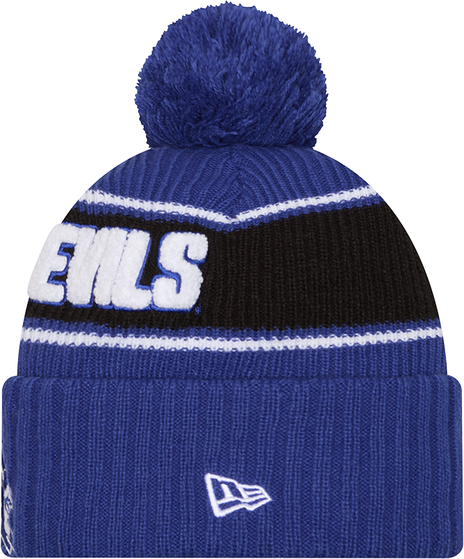 Duke Blue Devils New Era Bold Knit Cuffed Knit Hat with Pom - Royal - Pro Jersey Sports