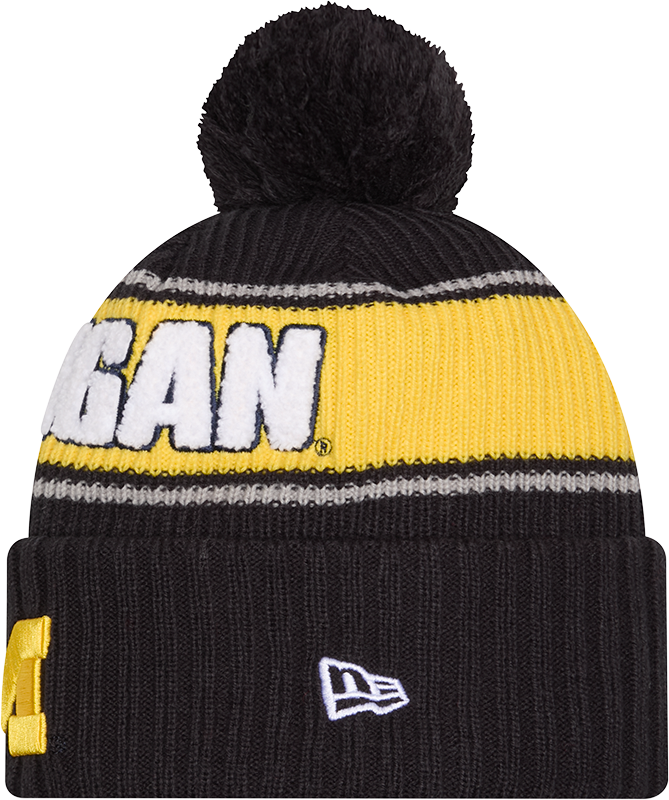 Michigan Wolverines New Era Bold Knit Cuffed Knit Hat with Pom - Navy - Pro Jersey Sports