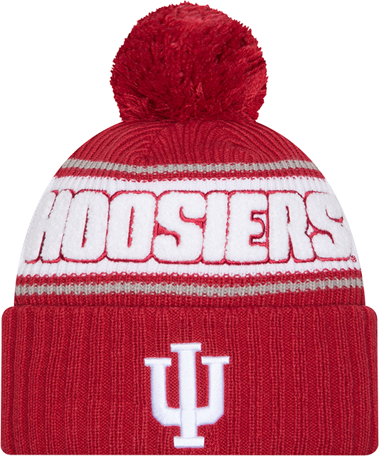 Indiana Hoosiers New Era Bold Knit Cuffed Knit Hat with Pom -Crimson - Pro Jersey Sports