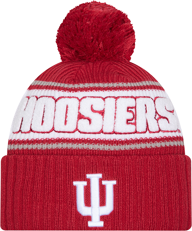 Indiana Hoosiers New Era Bold Knit Cuffed Knit Hat with Pom -Crimson - Pro Jersey Sports