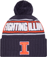 Illinois Fighting Illini New Era Bold Knit Cuffed Knit Hat with Pom - Navy - Pro Jersey Sports