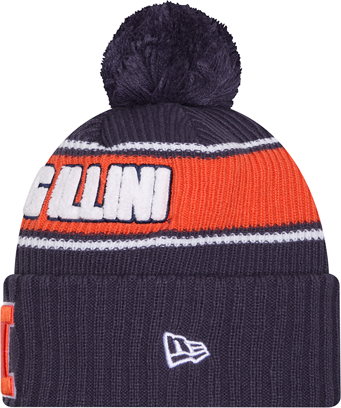 Illinois Fighting Illini New Era Bold Knit Cuffed Knit Hat with Pom - Navy - Pro Jersey Sports