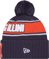 Illinois Fighting Illini New Era Bold Knit Cuffed Knit Hat with Pom - Navy - Pro Jersey Sports
