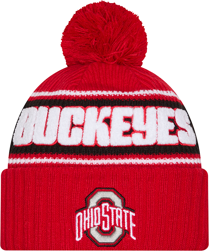 Ohio State Buckeyes New Era Bold Knit Cuffed Knit Hat with Pom -Red - Pro Jersey Sports