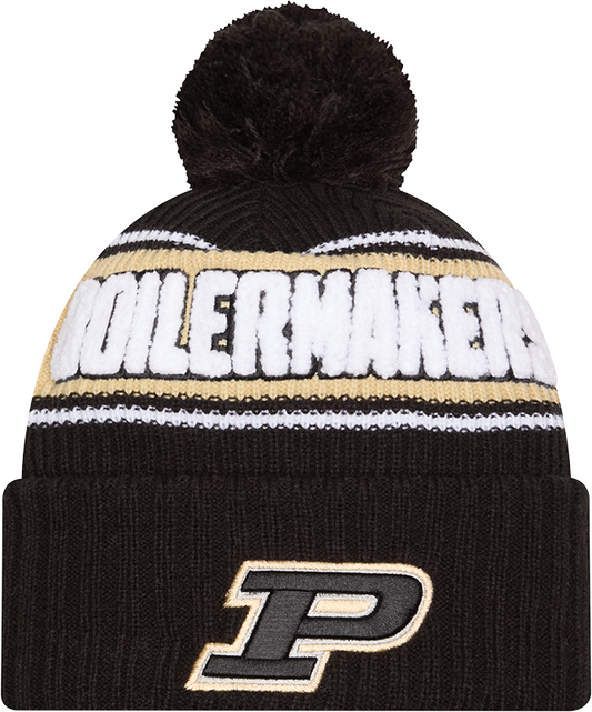 Purdue Boilermakers New Era Bold Knit Cuffed Knit Hat with Pom -Black - Pro Jersey Sports