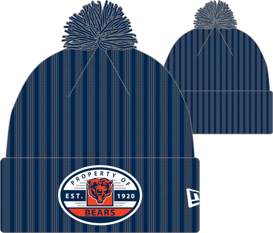 Chicago Bears Navy New Era Property Cuffed Pom Knit - Pro Jersey Sports