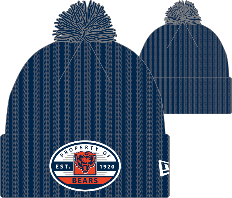 Chicago Bears Navy New Era Property Cuffed Pom Knit - Pro Jersey Sports