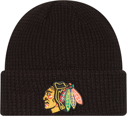 Chicago Blackhawks Black New Era Cuffed Waffle Knit - Pro Jersey Sports
