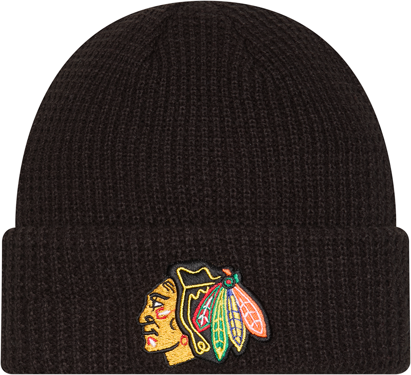 Chicago Blackhawks Black New Era Cuffed Waffle Knit - Pro Jersey Sports