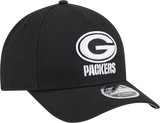 Green Bay Packers New Era Black & White Primary 9FORTY A-Frame M-Crown Adjustable Hat - Pro Jersey Sports