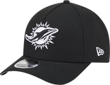 Miami Dolphins New Era Black & White Primary 9FORTY A-Frame M-Crown Adjustable Hat - Pro Jersey Sports