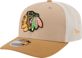 Chicago Blackhawks New Era 2T Tan 9SEVENTY Trucker Adjustable Hat - Pro Jersey Sports