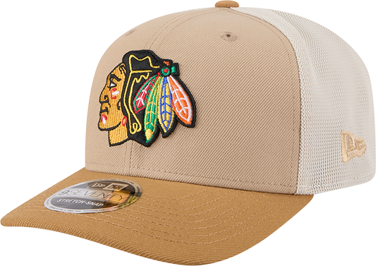 Chicago Blackhawks New Era 2T Tan 9SEVENTY Trucker Adjustable Hat - Pro Jersey Sports