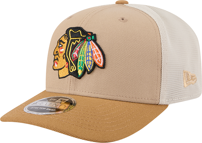 Chicago Blackhawks New Era 2T Tan 9SEVENTY Trucker Adjustable Hat - Pro Jersey Sports