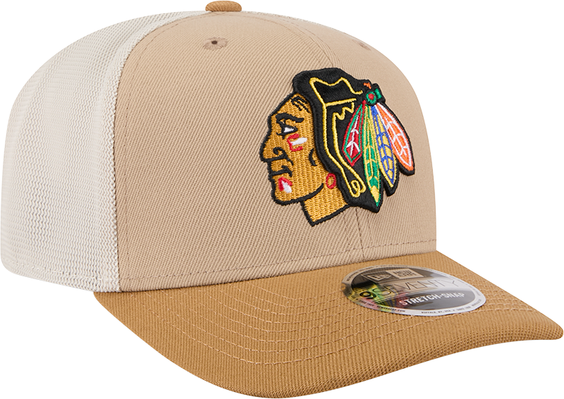 Chicago Blackhawks New Era 2T Tan 9SEVENTY Trucker Adjustable Hat - Pro Jersey Sports