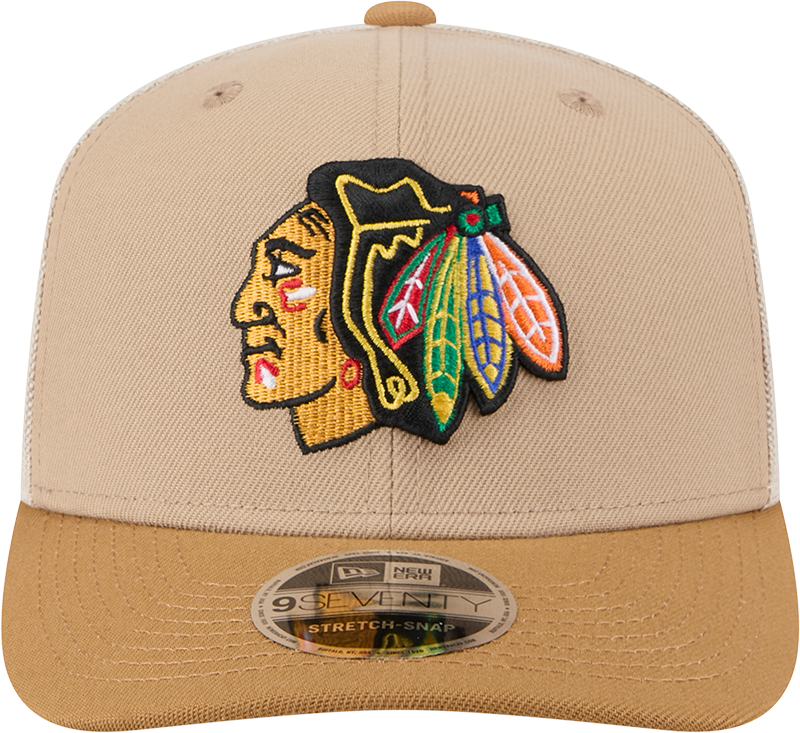 Chicago Blackhawks New Era 2T Tan 9SEVENTY Trucker Adjustable Hat - Pro Jersey Sports