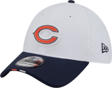 Men's Chicago Bears New Era White/Navy Secondary 2025 NFL Training Camp 9FORTY M-Crown Adjustable A-Frame Hat - Pro Jersey Sports