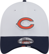 Men's Chicago Bears New Era White/Navy Secondary 2025 NFL Training Camp 9FORTY M-Crown Adjustable A-Frame Hat - Pro Jersey Sports