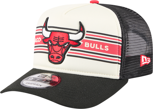 Chicago Bulls New Era Banner A-Frame Trucker 9FIFTY Snapback Hat - Pro Jersey Sports