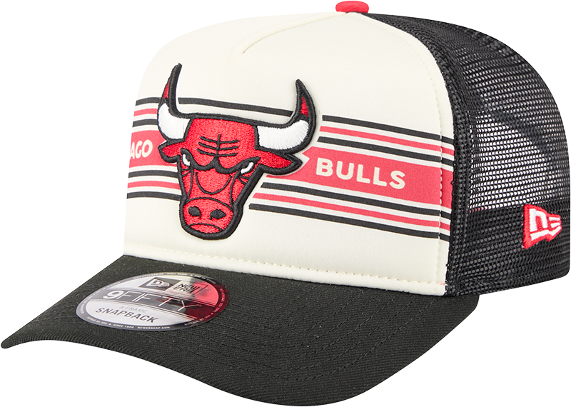 Chicago Bulls New Era Banner A-Frame Trucker 9FIFTY Snapback Hat - Pro Jersey Sports