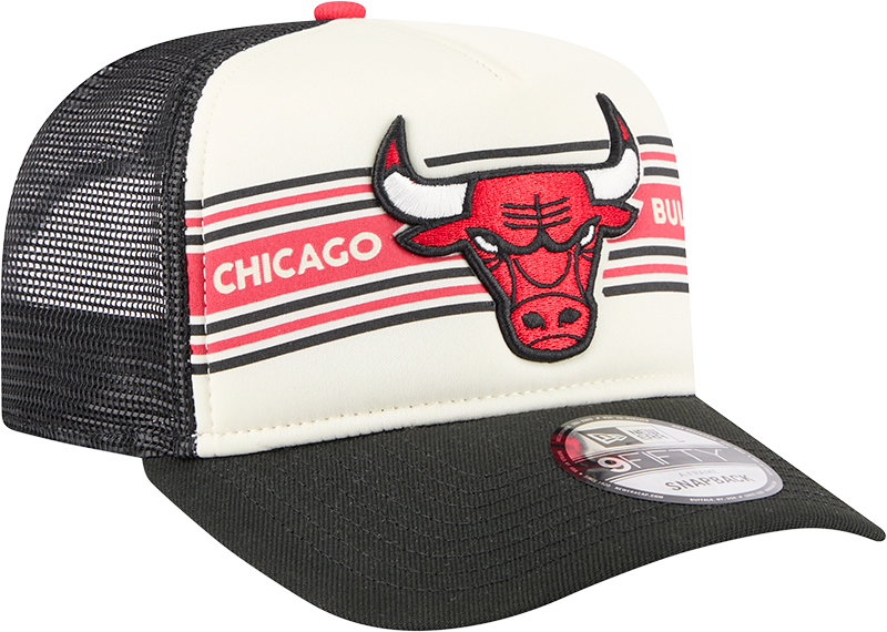 Chicago Bulls New Era Banner A-Frame Trucker 9FIFTY Snapback Hat - Pro Jersey Sports