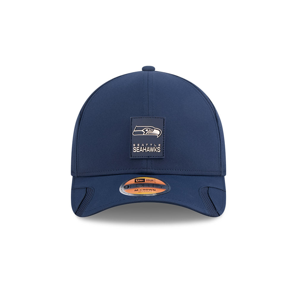 Men's Seattle Seahawks New Era Navy 2025 NFL Sideline Heat 9FORTY M-Crown Adjustable Hat - Pro Jersey Sports