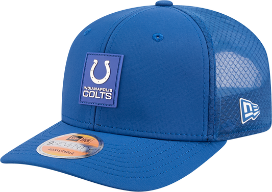 Men's Indianapolis Colts New Era Blue 2025 Sideline 9SEVENTY Trucker Adjustable Hat - Pro Jersey Sports