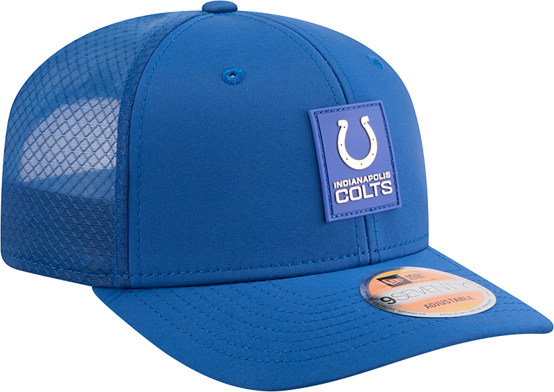 Men's Indianapolis Colts New Era Blue 2025 Sideline 9SEVENTY Trucker Adjustable Hat - Pro Jersey Sports