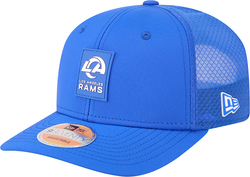 Men's Los Angeles Rams New Era Royal 2025 Sideline 9SEVENTY Trucker Adjustable Hat - Pro Jersey Sports