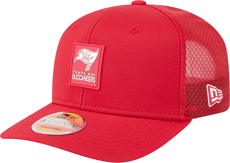 Men's Tampa Bay Buccaneers New Era Red 2025 Sideline 9SEVENTY Trucker Adjustable Hat - Pro Jersey Sports