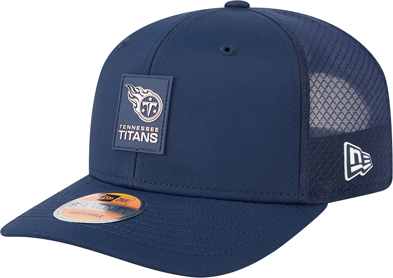 Men's Tennessee Titans New Era Navy 2025 Sideline 9SEVENTY Trucker Adjustable Hat - Pro Jersey Sports