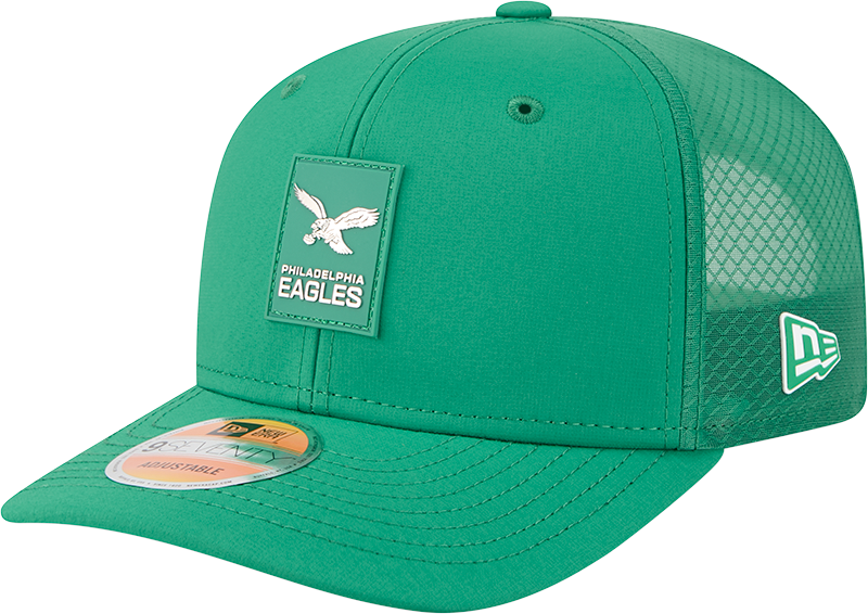 Men's Philadelphia Eagles New Era Kelly Green 2025 Sideline 9SEVENTY Trucker Adjustable Hat - Pro Jersey Sports