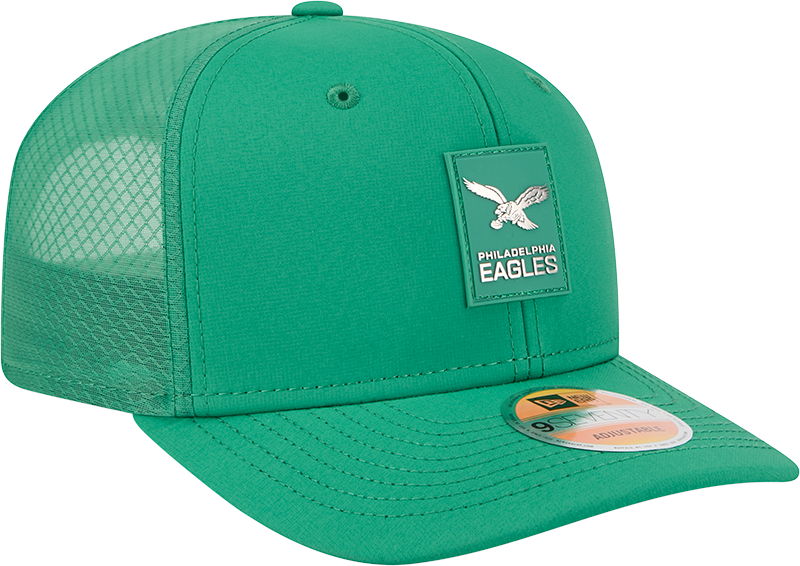 Men's Philadelphia Eagles New Era Kelly Green 2025 Sideline 9SEVENTY Trucker Adjustable Hat - Pro Jersey Sports