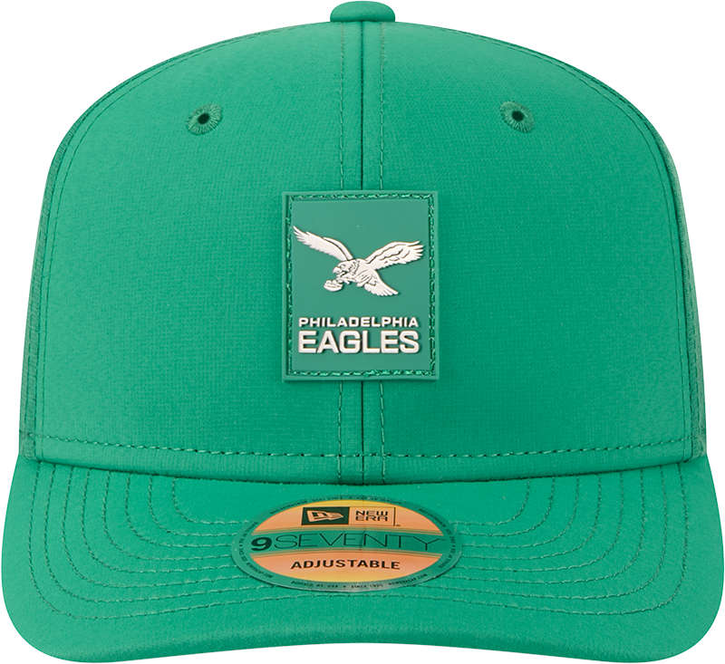 Men's Philadelphia Eagles New Era Kelly Green 2025 Sideline 9SEVENTY Trucker Adjustable Hat - Pro Jersey Sports
