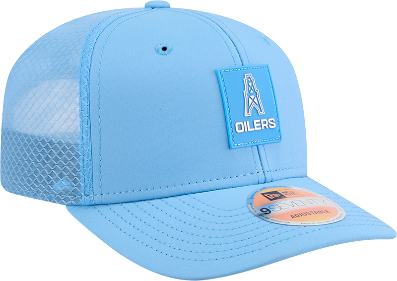 Men's Houston Oilers New Era Blue 2025 Sideline 9SEVENTY Trucker Adjustable Hat - Pro Jersey Sports