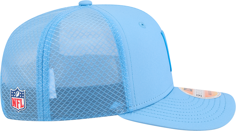 Men's Houston Oilers New Era Blue 2025 Sideline 9SEVENTY Trucker Adjustable Hat - Pro Jersey Sports