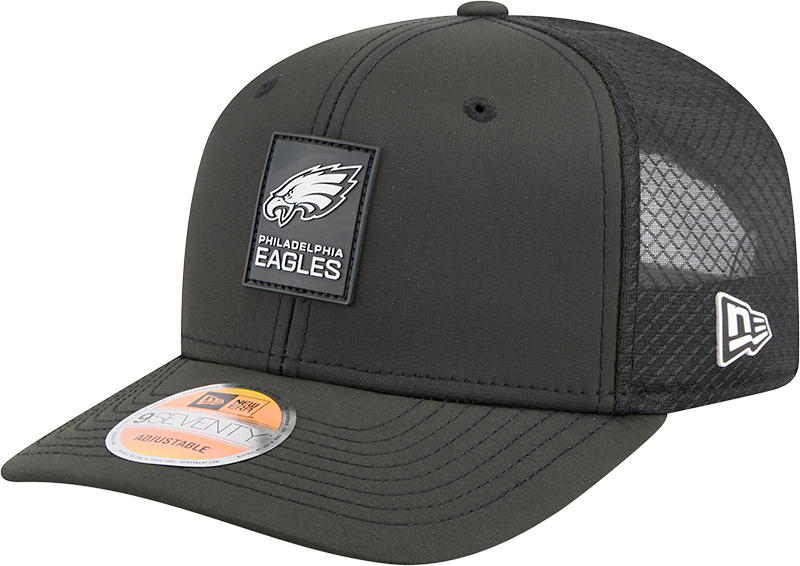 Men's Philadelphia Eagles New Era Black 2025 Sideline 9SEVENTY Trucker Adjustable Hat - Pro Jersey Sports