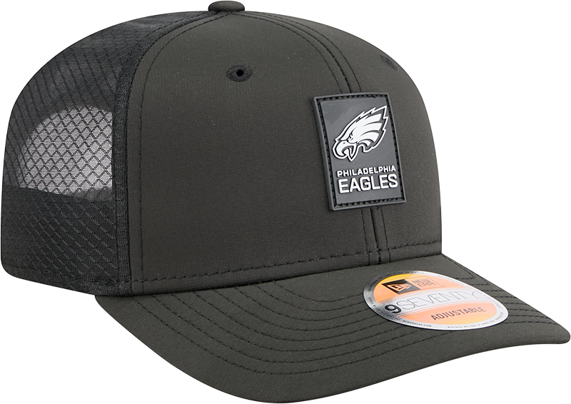Men's Philadelphia Eagles New Era Black 2025 Sideline 9SEVENTY Trucker Adjustable Hat - Pro Jersey Sports