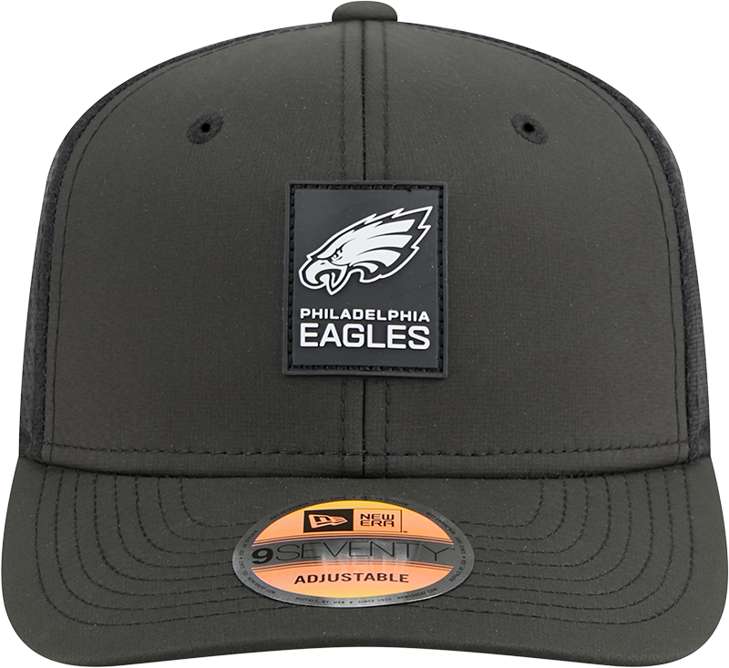 Men's Philadelphia Eagles New Era Black 2025 Sideline 9SEVENTY Trucker Adjustable Hat - Pro Jersey Sports